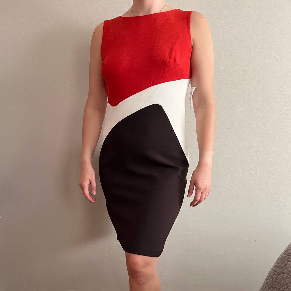 Dress barn red black and white business wear dress size 10 new tags on